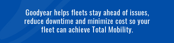 Goodyear helps fleets stay ahead of issues, reduce downtime and minimize cost so your fleet can achieve Total Mobility.